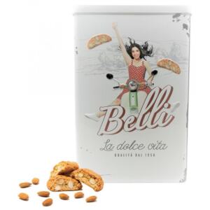 Μεταλλικό κουτί κορίτσι πάνω σε Vespa γεμισμένο με παραδοσιακά ιταλικά Cantuccinni 400gr