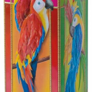 Μεταλλικό κουτί με εξωτικούς παπαγάλους γεμισμένο με μικρά χειροποίητα μπισκότα βουτύρου 150gr