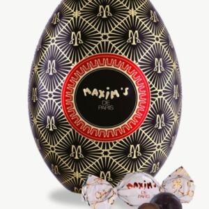 ΜΑΥΡΟ ΜΕΤΑΛΛΙΚΟ ΑΥΓΟ ΜΕ ΓΑΛΛΙΚΑ ΣΟΚΟΛΑΤΑΚΙΑ 14CM*9CM