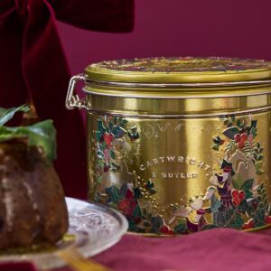 MERRY CHRISTMAS- ΧΡΥΣΟ ΜΕΤΑΛΛΙΚΟ ΚΟΥΤΙ ΜΕ ΧΕΙΡΟΠΟΙΗΤΗ ΑΓΓΛΙΚΗ ΠΟΥΤΙΓΚΑ 454GR